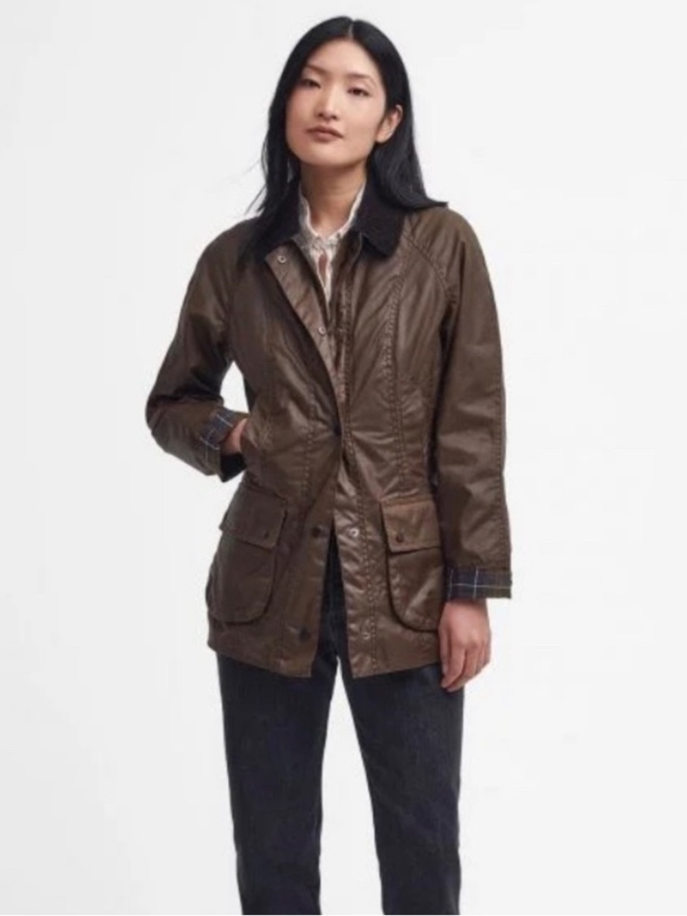 NWT Barbour Beadnell® Waxed Jacket in Bark. Size 10